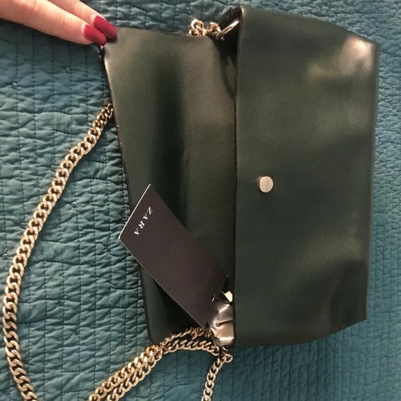 New w/ tags Zara Green Cocktail Purse Gold Chain - Picture 5 of 7
